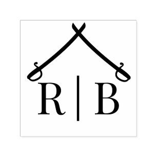 Arch of Sabers Military Wedding 2 Initial Monogram Permastempel