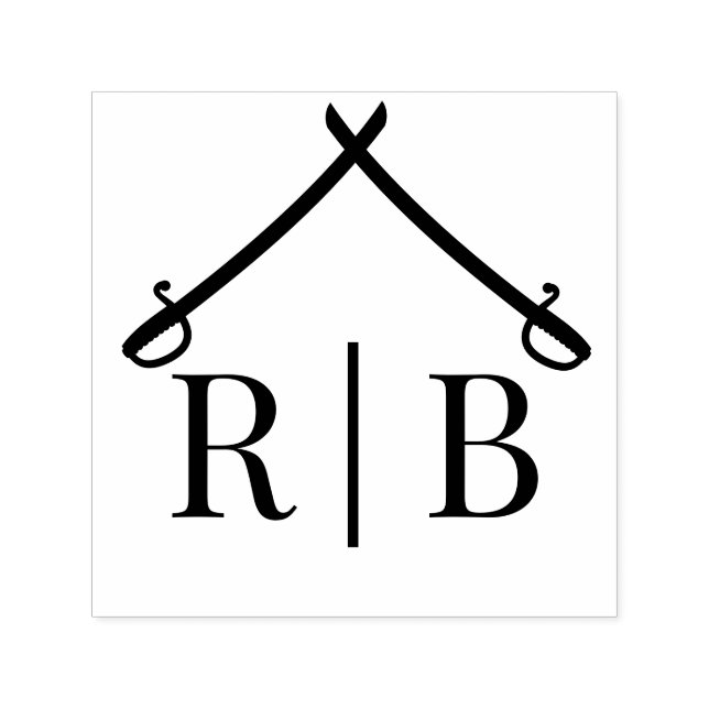Arch of Sabers Military Wedding 2 Initial Monogram Permastempel (Design)