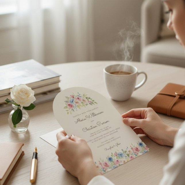 arch Pastel Floral Wreath Wedding Invitation Einladung (Von Creator hochgeladen)