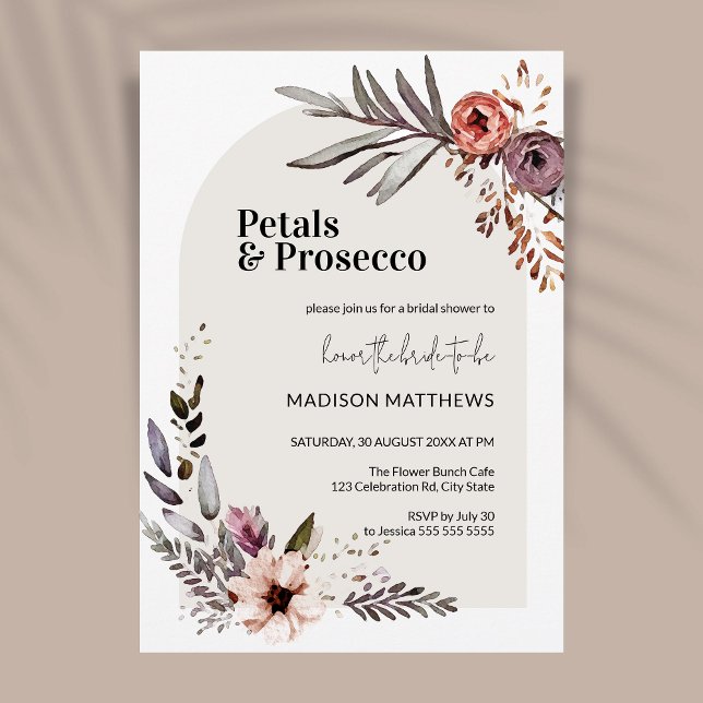 Arch Petals & Prosecco Boho Brautparty Einladung (Von Creator hochgeladen)