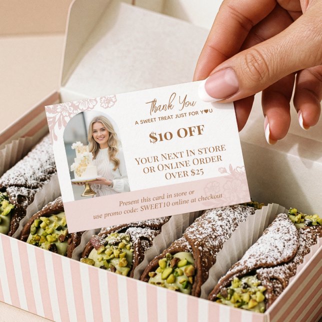 Arch Photo Floral Cupcake Thank You Promo Bakery Rabattkarte (Arch Photo Floral Cupcake Thank You Promo Bakery Discount Card)