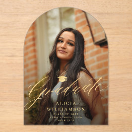 Arch photo gold script graduation announcement acryleinladungen