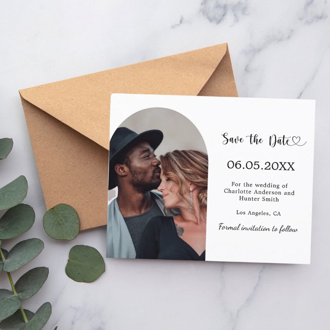 Arch photo modern wedding Save the Date card (Von Creator hochgeladen)