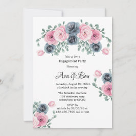 Arch Pink & Blue Blooms Engagement Party Einladung