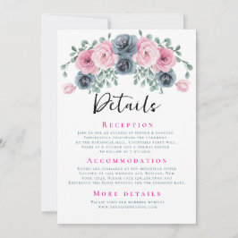 Arch Pink und Blue Blooms Hochzeitdetails Einladung