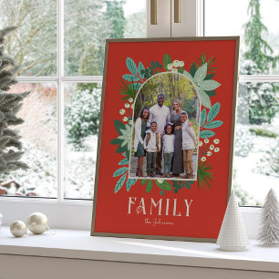 Arch Rahmen Florales Frohe Weihnachten Foto Poster