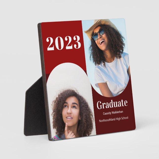 Arch Red Burgundy Keepake Zwei-Foto-Abschluss Fotoplatte (Vorderseite)