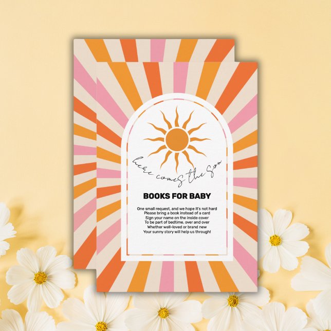 Arch Retro hier kommt die Son Baby Dusche Begleitkarte (Von Creator hochgeladen)