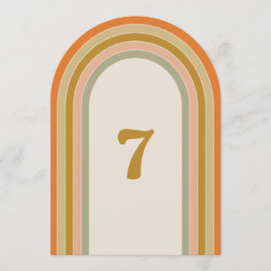 Arch Retro Regenbogen Groovy Hochzeitstisch Nummer Einladung