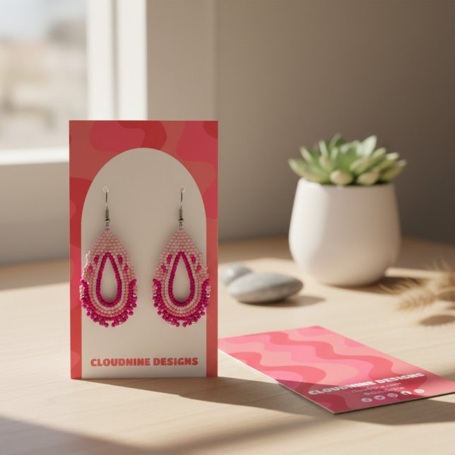 Arch Retro Waves Earring Necklace Juwelier Display (Arch Retro Waves Earring Necklace Jewelry Display Card Pink
)