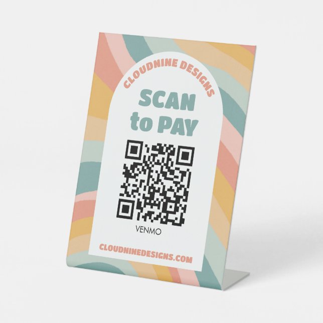 Arch Retro Waves SCAN TO PAY QR CODE  Sockelschild (Vorderseite)