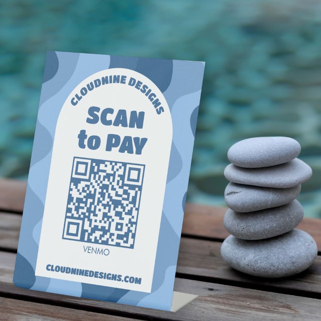 Arch Retro Waves SCAN TO PAY QR CODE  Sockelschild (Arch Retro Waves SCAN TO PAY QR CODE Pedestal Sign
)