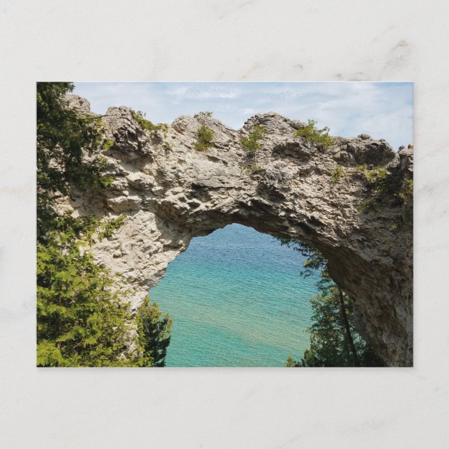 Arch Rock auf Mackinac Island, Michigan Postkarte (Vorderseite)