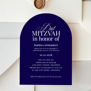 Arch Shape Classic Luxe Dark Blue Bat Mitzvah Einladung