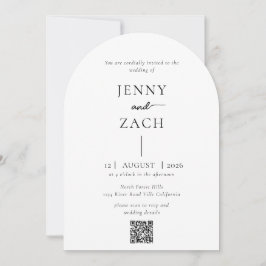Arch Simple Modern Photo Qr Code Wedding Einladung