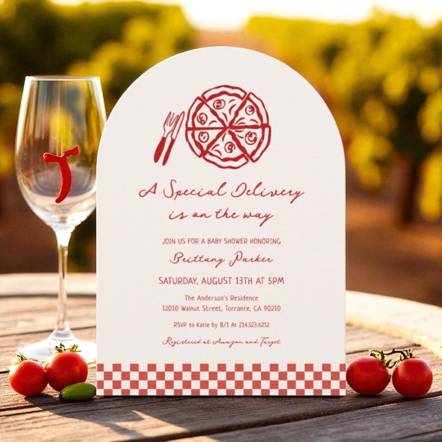 Arch Special Delivery Pizza Baby Dusche Einladung (Von Creator hochgeladen)