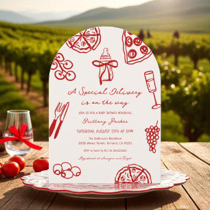 Arch Special Lieferung auf dem Weg Pizza Baby Dusc Einladung