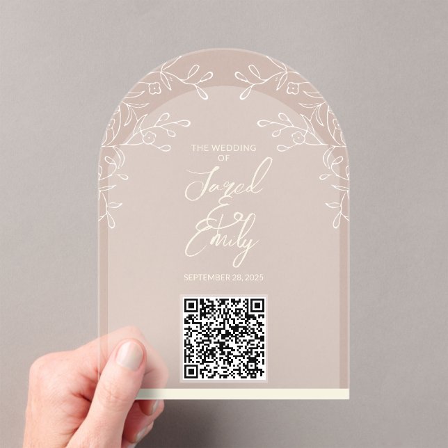 Arch Style Floral Wedding QR Code Einladung (Insitu (Handheld))