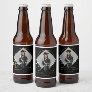 Arch Tassels Minimalistisch Frame Foto Abschluss Bierflaschenetikett