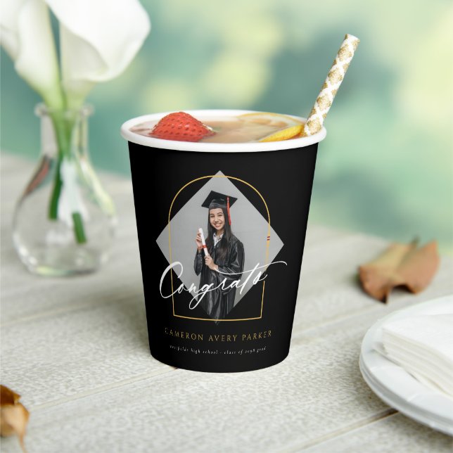 Arch Tassels Minimalistisch Frame Foto Abschluss Pappbecher (In Situ)