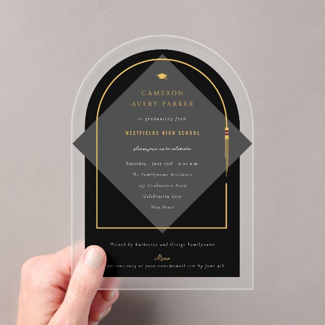 Arch Tassels Minimalistisch Frame Foto Graduate Pa Acryleinladungen (Insitu (Handheld))