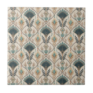 Arch vergoldetes Teal Deco abstraktes geometrische Fliese