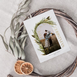 Arch Watercolor Wreath Frohe Weihnachtsfeier Foto Folien Feiertagskarte