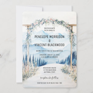 Arch Wedding in den Bergen 2 Aquarellen Einladung