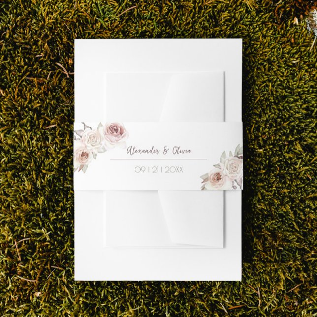 Arch Wedding mit Bohemischen Rose Einladungsbanderole (Bohemian Roses Wedding Invitation Belly Band)