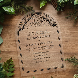 Arch Wedding Vintag Sun Moon Tarot Card Acryleinladungen