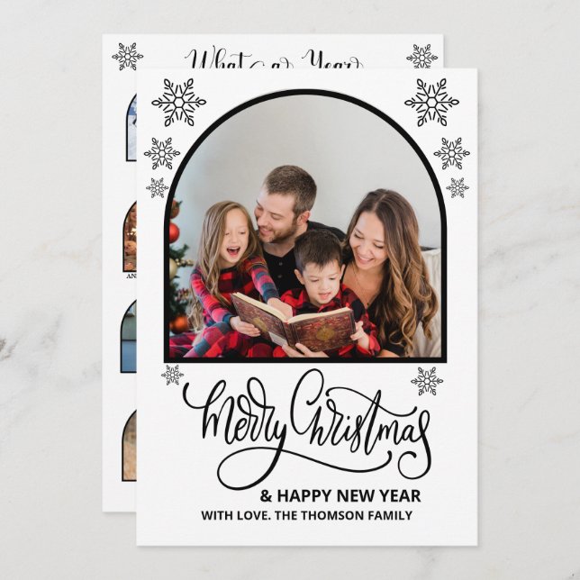 Arch What a Year in Review Fotos Frohe Weihnachten Karte (Vorne/Hinten)