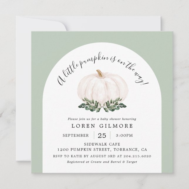 Arch White Pumpkin Fall Baby Showplatz Einladung (Vorderseite)