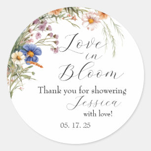 Arch Wildflower "Liebe in Blüte" Brautparty-Einlad Runder Aufkleber