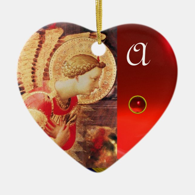 ARCHANGEL GABRIE Heart Gemstone Monogramm Keramik Ornament (Vorne)