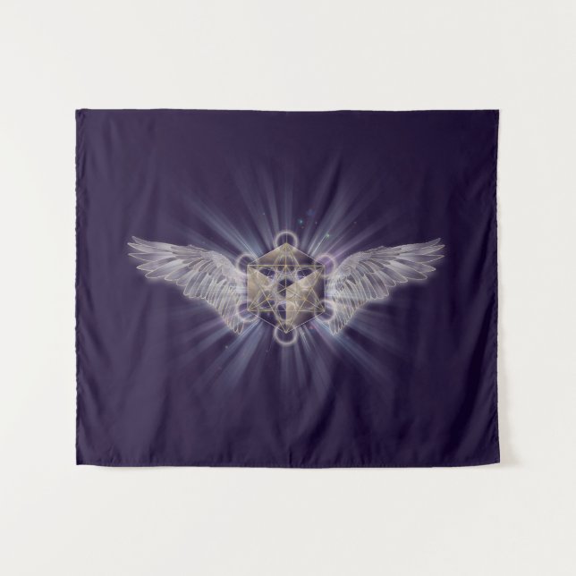 Archangel Metatron - Metatron's Cube Wandteppich (Vorderseite (Horizontal))