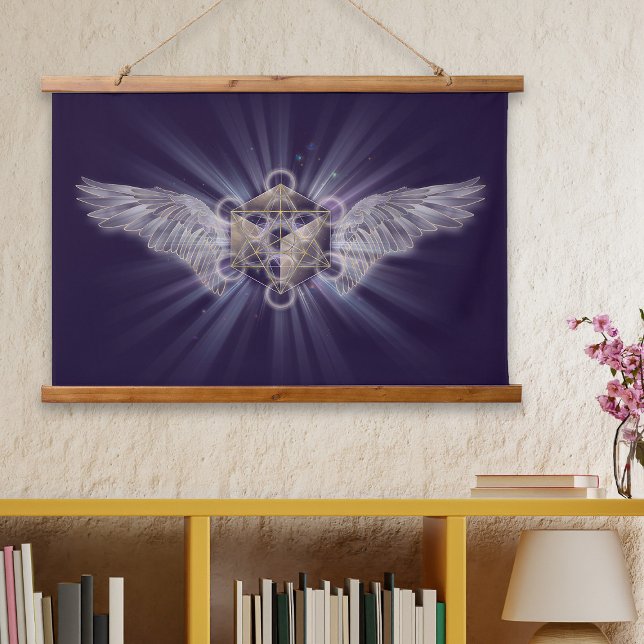 Archangel Metatron - Metatron's Cube Wandteppich Mit Holzrahmen (Von Creator hochgeladen)