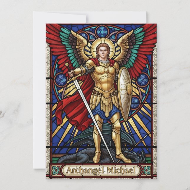 Archangel Michael - Colorful Stained Glass Angel Dankeskarte (Vorderseite)