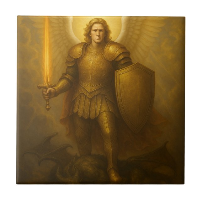 Archangel Michael - göttlicher Beschützer des Lich Fliese (Vorderseite)