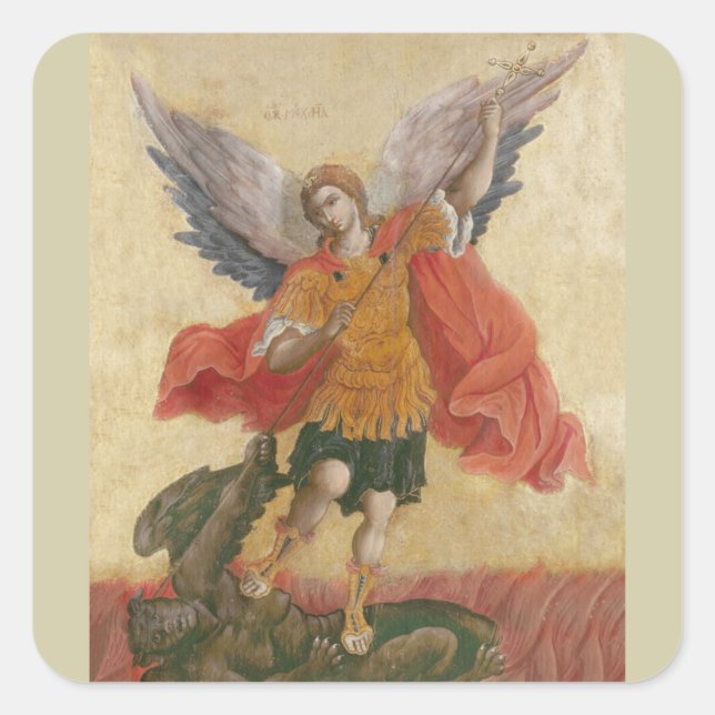 Archangel Michael Icon Quadratischer Aufkleber (Vorderseite)
