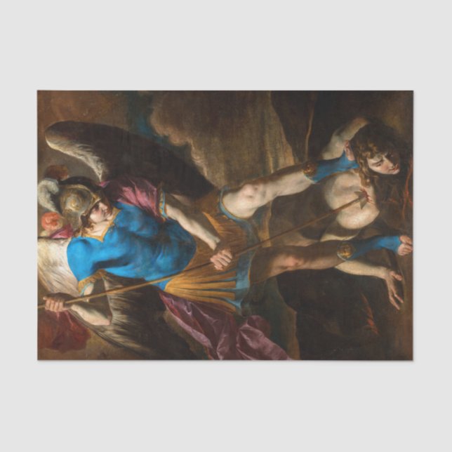 Archangel Michael kämpft gegen den gefallenen Enge Seidenpapier (Vorderseite)