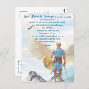 Archangel Michael Protection Courage Blue Gebet Postkarte