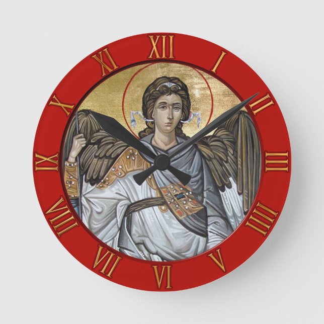 Archangel Michael Runde Wanduhr (Vorderseite)