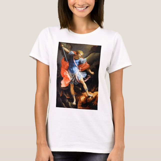 Archangel Michael tramples Satan, Guido Reni T-Shirt (Vorderseite)