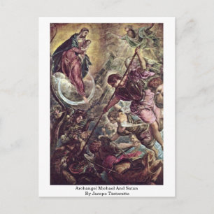 Archangel Michael und Satan von Jacopo Tintoretto Postkarte