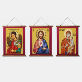 Archangel Michael Wandteppich Mit Holzrahmen