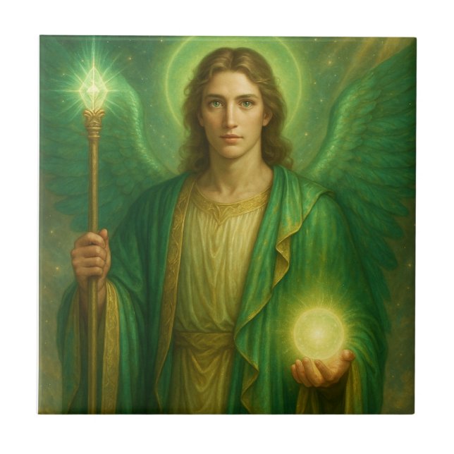 Archangel Raphael - göttlicher Heiler des Lichts Fliese (Vorderseite)