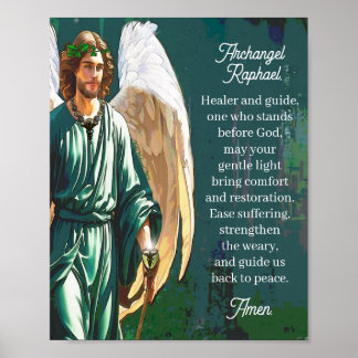 Archangel Raphael Healing Prayer Wall Art Print Poster