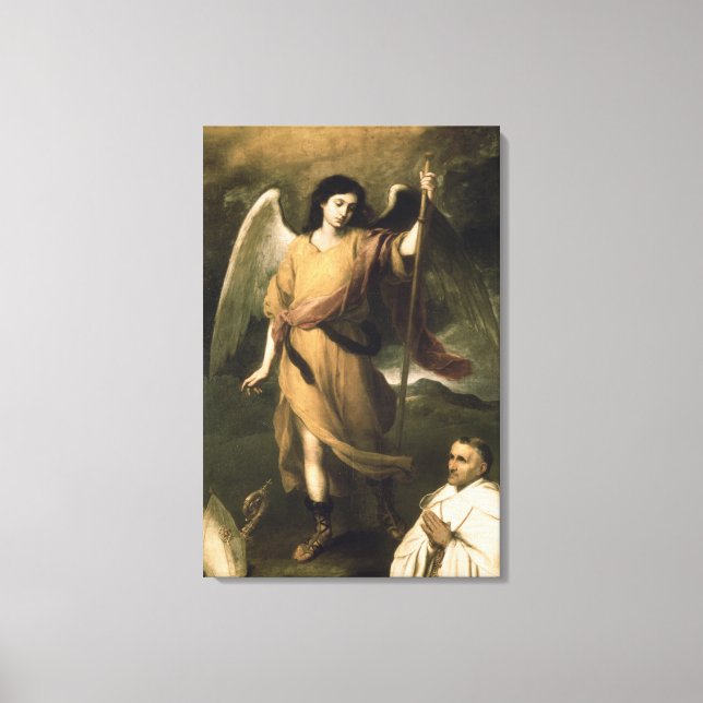 Archangel Raphael mit Bischof Domonte Leinwanddruck (Vorderseite)