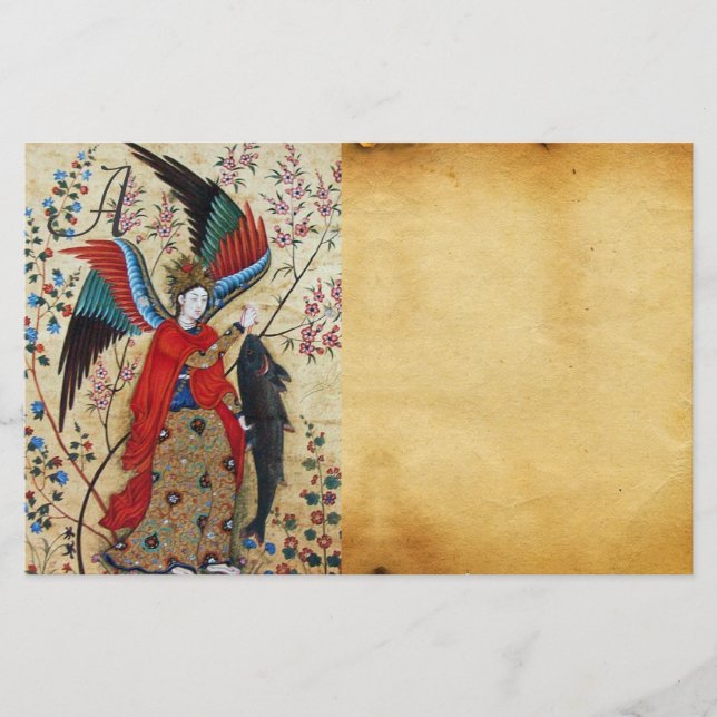 ARCHANGEL RAPHAEL UND FISCHPARKMONOGRAMM BRIEFPAPIER (Vorderseite)