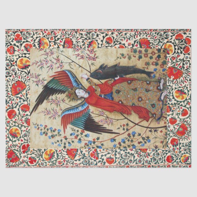 ARCHANGEL RAPHAEL UND FISCHPARKPLATZ SEIDENPAPIER (Vorderseite)